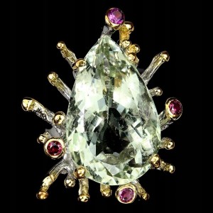 Natural green amethyst ring 18.22 ct size 14.5