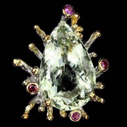 Natural green amethyst ring 18.22 ct size 14.5