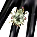 Natural green amethyst ring 18.22 ct size 14.5