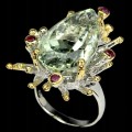 Natural green amethyst ring 18.22 ct size 14.5