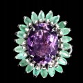 Ring 925 natürliche Amethyst Smaragde Größe 17