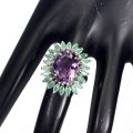 Ring 925 natürliche Amethyst Smaragde Größe 17