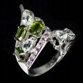 Ring natürliche Aquamarin Diopside Größe 14