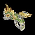 Diopsid Ring Aquamarin Sterlingsilber Drache Größe 16