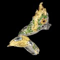 Diopsid Ring Aquamarin Sterlingsilber Drache Größe 16