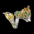 Diopsid Ring Aquamarin Sterlingsilber Drache Größe 16