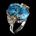 Ring 16,04 ct Sky Blue Topas Saphire Größe 16,5