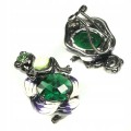 Silberne Emaille Ohrringe mit grünen Zirkonia Frosch 1