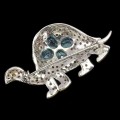 Silberbrosche Schildkröte Saphire Swiss Blue Topas 925