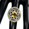 Ring 925 Granaten Citrin Diopside Größe 13
