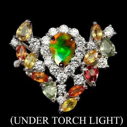 Silberring natürliche Opal Saphire Größe 15