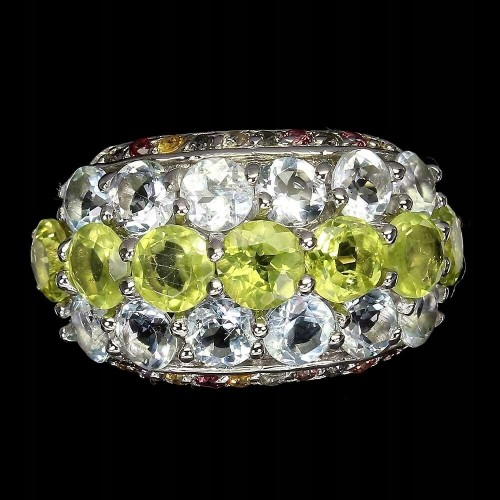 Aquamarin Ring 925 Silber Peridot Größe 16,5