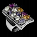 Ring 925 Tansanit Aquamarin Citrin Größe 16