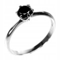 Black diamond ring 0.6ct silver 925 size 17