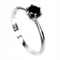 Black diamond ring 0.6ct silver 925 size 17