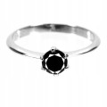 Black diamond ring 0.6ct silver 925 size 17