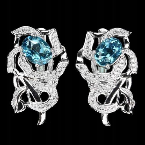 Ohrringe aus 925er Silber 1 natürlicher blauer Topas London