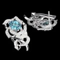 Ohrringe aus 925er Silber 1 natürlicher blauer Topas London