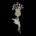 Brosche Turmalin Blume Saphire Silber Diopside