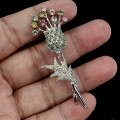 Brosche Turmalin Blume Saphire Silber Diopside
