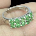 Silberring mit natürlichen Tsavoriten Größe 11 925