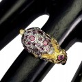 Silver ring garnet sapphires size 16.5 rabbit
