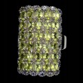 Natural silver olivine peridot tanzanite ring size  17