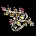 925 Silber Ring Größe 17 natürliche Turmaline