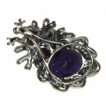 Frosch Brosche violett Zirkonia AAA Silber 925 2