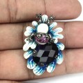 Frosch Brosche violett Zirkonia AAA Silber 925 2