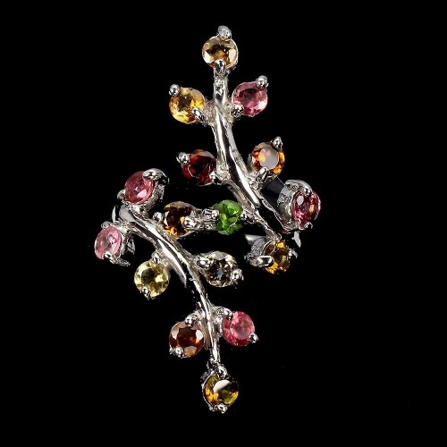 Silberring 925 Größe 17 natürliche Turmaline 2