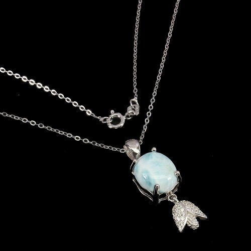 Silberkette Larimar 12x10 mm natur 925 2