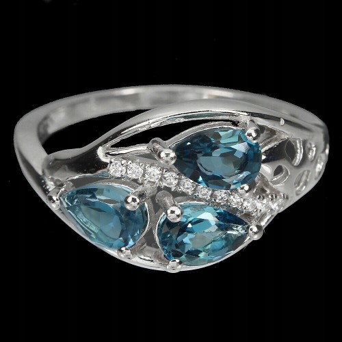 Ring 925 Silber London Blue Topaz Größe 14,5