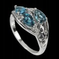 Ring 925 Silber London Blue Topaz Größe 14,5