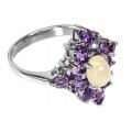 Silber Feueropal Amethyste Ring Größe 15,5