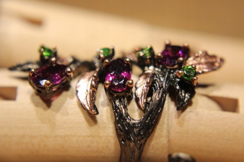 Ring natürliche Diopsid Rhodolithe Größe 14,5