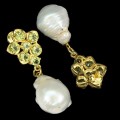 Silberohrringe 925 natürliche Peridot Perlen 6 1