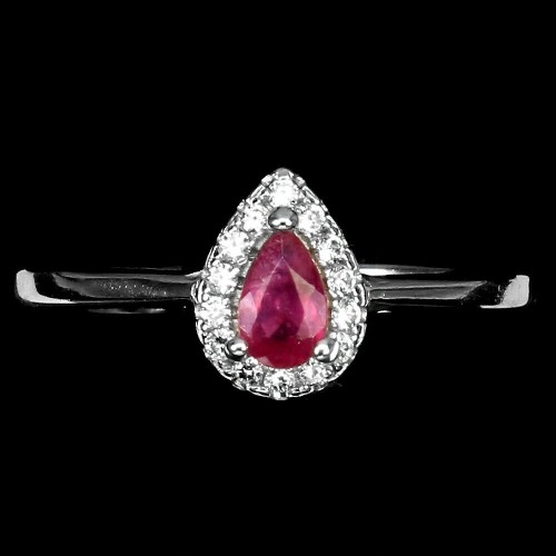 Natürlicher Rubin Ring Silber 925 Größe 13,5 2