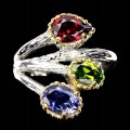 Silver ring iolite diopside garnet size 15.5