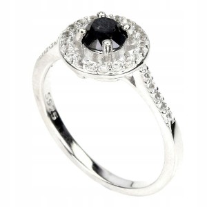 Ring schwarzer Diamant 0,66 ct Silber 925 Größe 14