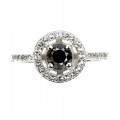 Ring schwarzer Diamant 0,66 ct Silber 925 Größe 14