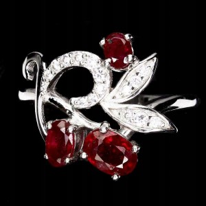 Silberring natürliche Rubine Größe 14 schöne 4