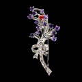 Brosche natürliches Silber Granate Rhodolite Saphire 2