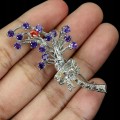 Brosche natürliches Silber Granate Rhodolite Saphire 2