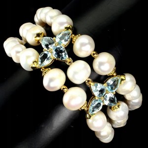 Armband Natur Sky Topas Perlen Sterling Silber 925