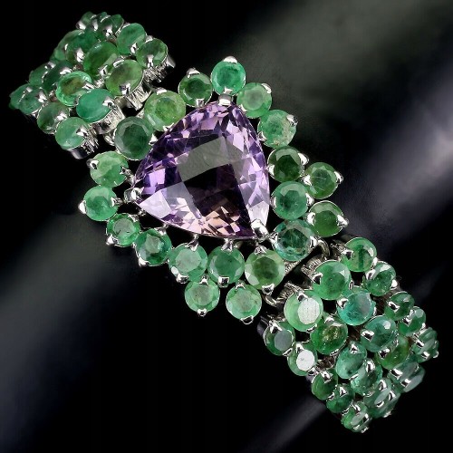 Armband natürliche Berylle Amethyst zertifiziert