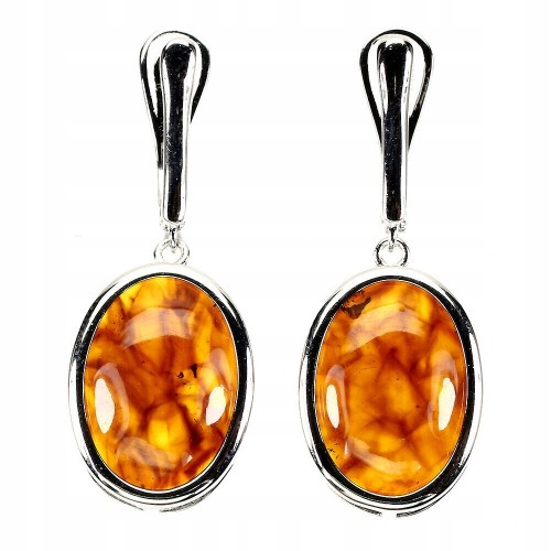 Natural amber silver earrings 925 1