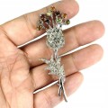 Brosche Turmalin Blume Saphire Silber Diopside 2