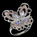 Natural tanzanite sapphires butterfly ring size 16