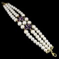 Armband natürliche Amethyste Perlen 925 schön